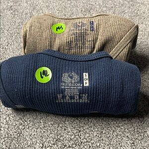 Fruit of the Loom Men’s Ribbed Crew Neck Undershirts - Navy & Khaki